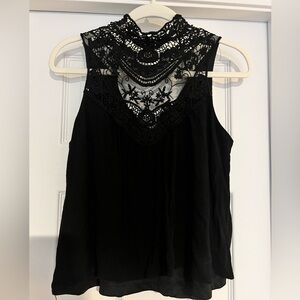 Rue21 Black Lace High-Neck Sleeveless Blouse
